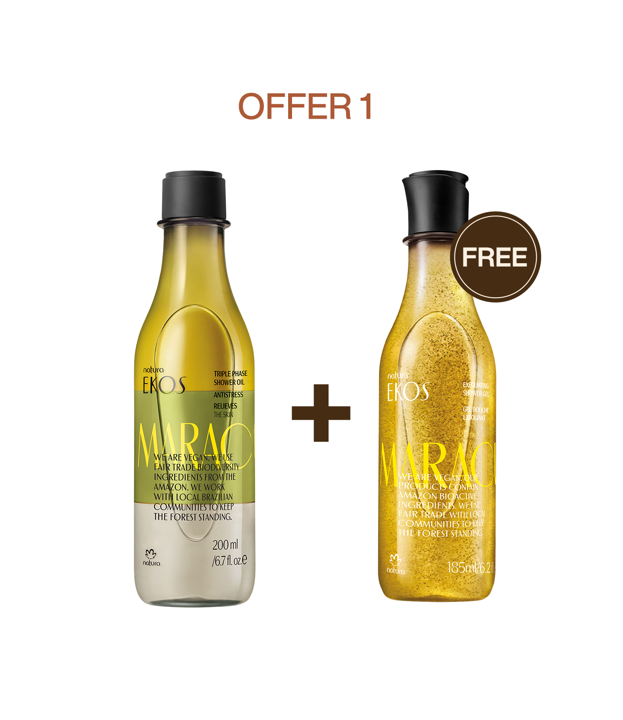 Ekos Maracujá Triple Phase Shower Oil + Exfoliating Shower Gel + Free Shipping_mobile